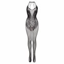 Passion Amara Bodystocking Czarna Kwiatowa Siateczka Bez Krokusa XS-XL