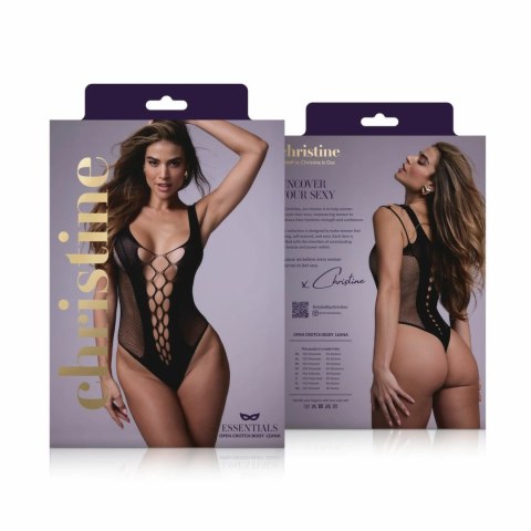 Passion Body Leana Black - elastyczne body z otwartym krokiem