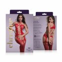 Passion Jasmina Bodystocking Czerwony - Elastyczny Stroj z Szelkami