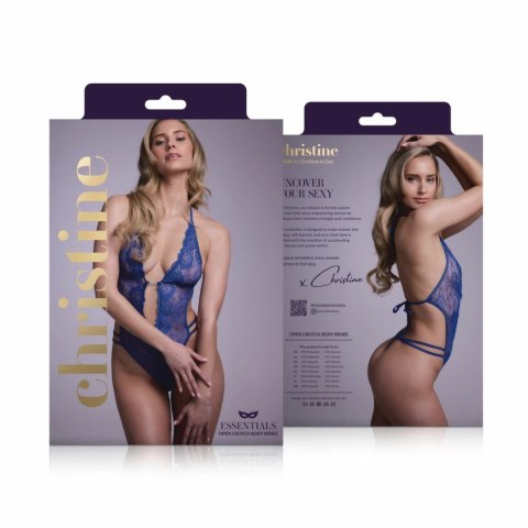 Passion Renee koronkowe body z otwartą częścią dolną niebieskie