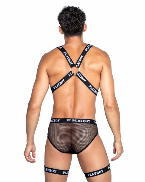 Playboy Lingerie Mens Dark Room Harness z regulacją, czarny