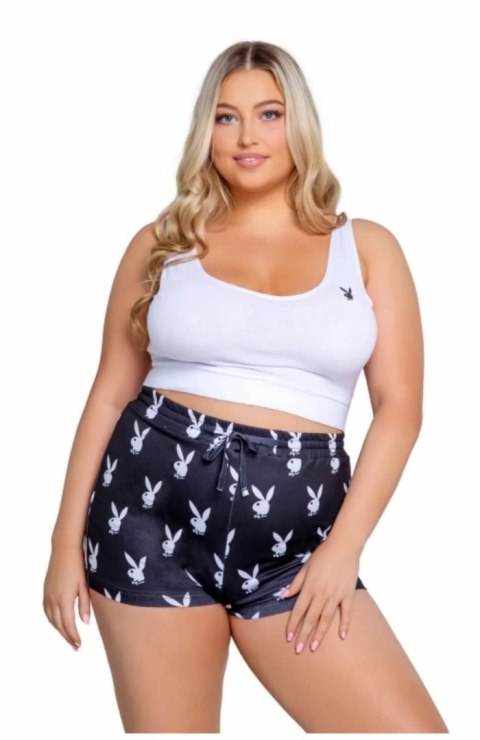 Playboy Lingerie Slumber Bunny 2-częściowy zestaw czarno-biały S/M