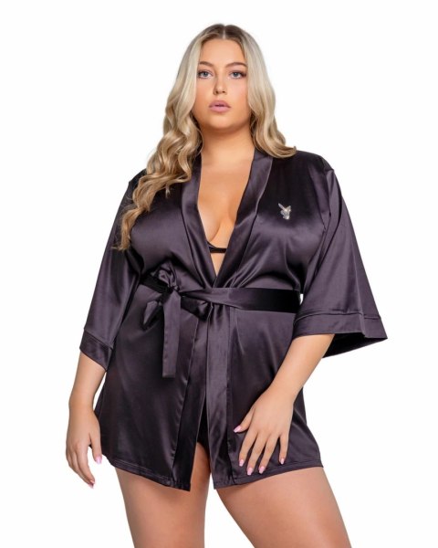 Playboy Lingerie Sparkling Bunny Kimono Szlafrok z Połyskiem Srebrny