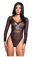 Playboy Lingerie Sparkling Bunny Teddy z kryształkami, czarny, S/M