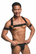 XR Brands Chest Harness z opaskami na ramiona czarny uniwersalny