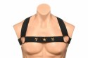 XR Brands Chest Harness z opaskami na ramiona, czarny, uniwersalny