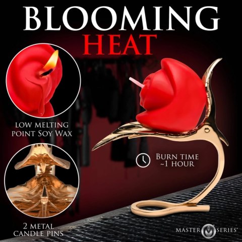 XR Brands Rose Candle z uchwytem, czerwona, dekoracyjna świeca sojowa