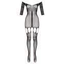Rosa Bodystocking Obsessive Czarny z Siateczką i Szelkami XS-XL
