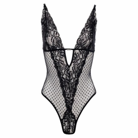 Sensual Dewi Body czarne z otwartym krojem, koronkowe, polka dot