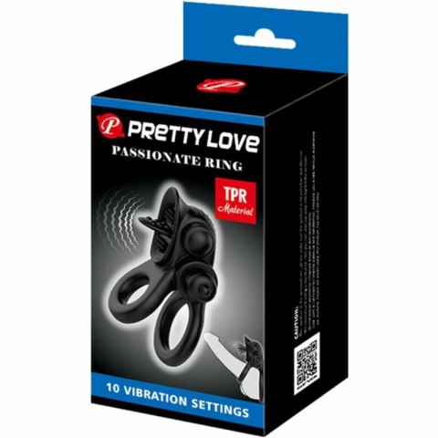Pretty Love BI-210239 podwojny pierścień wibrujący czarny TPR 10 trybow