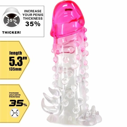 Pretty Love Wilford - Nakładka powiększająca model żebrowany rożowy TPR