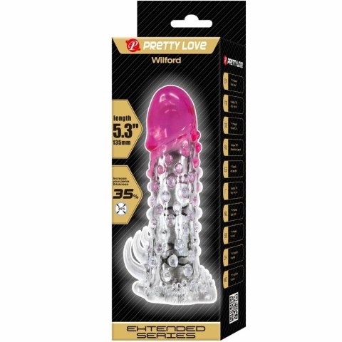 Pretty Love Wilford - Nakładka powiększająca model żebrowany rożowy TPR