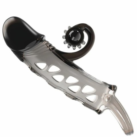 ROMANCE Przedłużony Rękaw Czarny z Wibracją - elastyczny model TPE