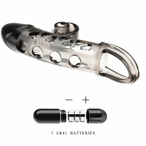 ROMANCE Przedłużony Rękaw Czarny z Wibracją - elastyczny model TPE