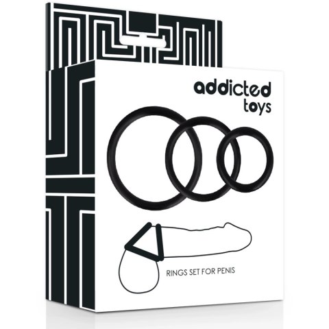 Addicted Toys - Zestaw 3 pierścieni elastycznych czarny uniwersalny