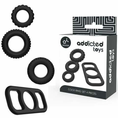 Addicted Toys Zestaw 4 Elastycznych Pierścieni Silikonowych Rożne Rozmiary