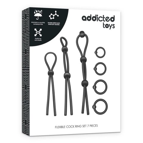 Addicted Toys Zestaw 7 Elastycznych Pierścieni Silikonowych Czarny