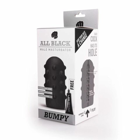 All Black Bumpy - model intymny z teksturą wypustek, 17 cm