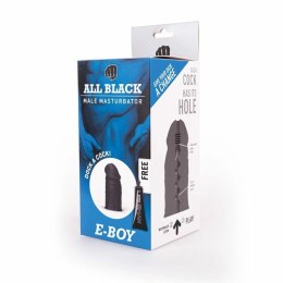 All Black E-Boy - maszyna intymna z anatomiczną teksturą, 17 cm