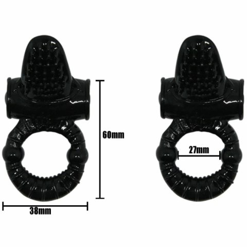 Baile Sweet Ring Czarny Pierścień Wibrujący z Teksturowanym Krolikiem