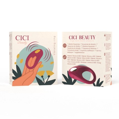 Cici Beauty Pierścień Wibrujący Premium Silikonowy, 7 Trybow, Czerwony