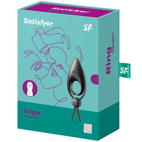 Satisfyer Sniper czarny - silikonowy pierścień wibrujący z regulacją