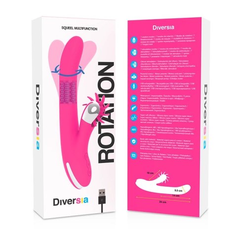Diversia Bunny Rotation 24 cm - model obrotowy silikonowy z ładowaniem USB