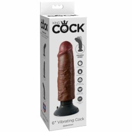 King Cock Model Wibrujący 15,24 cm Brązowy - elastyczny system przyssawek