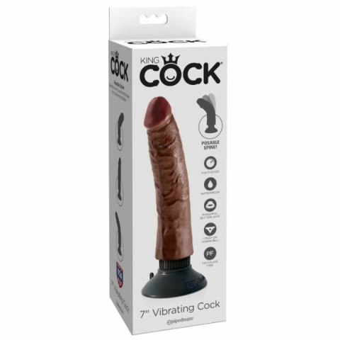 King Cock Vibe model brązowy 17,8 cm - wibrator z regulacją i przyssawką