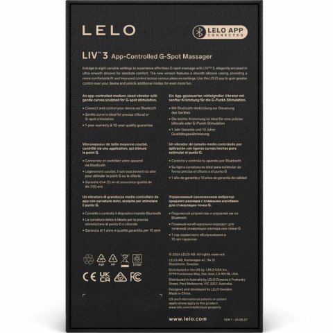 LELO LIV 3 Violet - Sztandarowy model punktowy z Bluetooth i 8 trybami