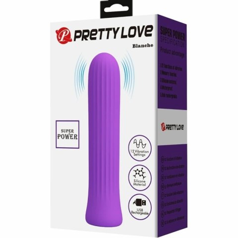 Pretty Love Blanche - wibrator silikonowy 12 trybow, ładowany USB, fioletowy