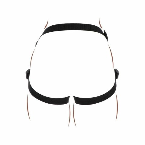 Get Real Uprząż z paskiem czarna, regulowana, 3 pierścienie silikonowe