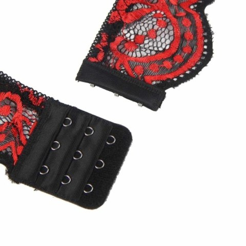 Subblime Komplet Koronkowy Dwuczęściowy Top i Majtki S/M Czerwono-Czarny