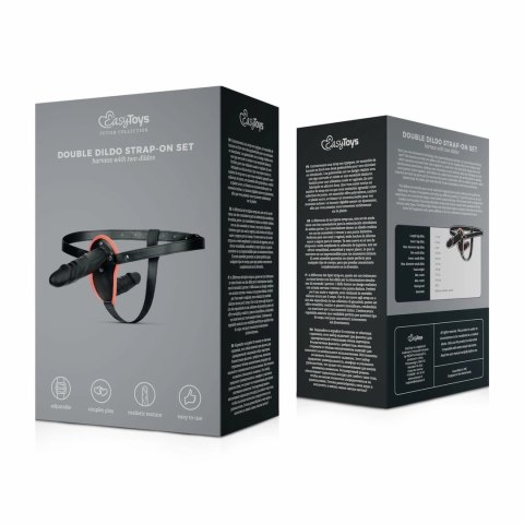 Fetish Collection Zestaw Double Strap-On Czarny Silikon Regulowany