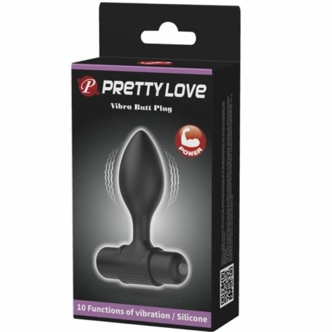 Pretty Love BI-040077 Wibrujący anatomiczny korek silikonowy czarny 10 trybow