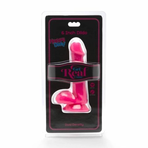 GET REAL Happy Dicks Model 12 cm rożowy z kulkami i przyssawką