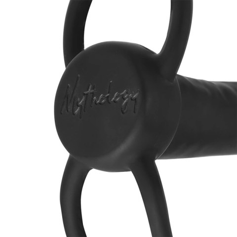 MYTHOLOGY COBI-ONYX silikonowy pas intymny z pierścieniami, czarny 13 cm