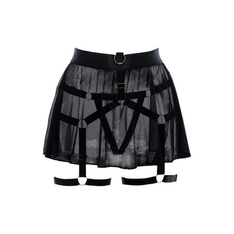 Allure Harness Skirt - elegancka czarna spodnica z paskami i zamkami