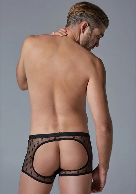 Allure Ultra Sheer Bokserki S/M z motywem gwiazdy i odkrytymi plecami