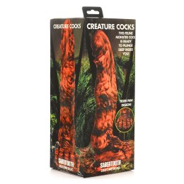 XR Brands Sabretooth Creature Cocks silikonowy model anatomiczny pomarańczowo-czarny
