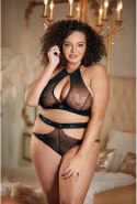 Allure Halter Set L/XL - koronkowy komplet z otwartymi panelami
