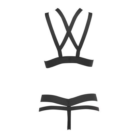 Allure komplet otwarty biustonosz i stringi, czarny, elastyczny