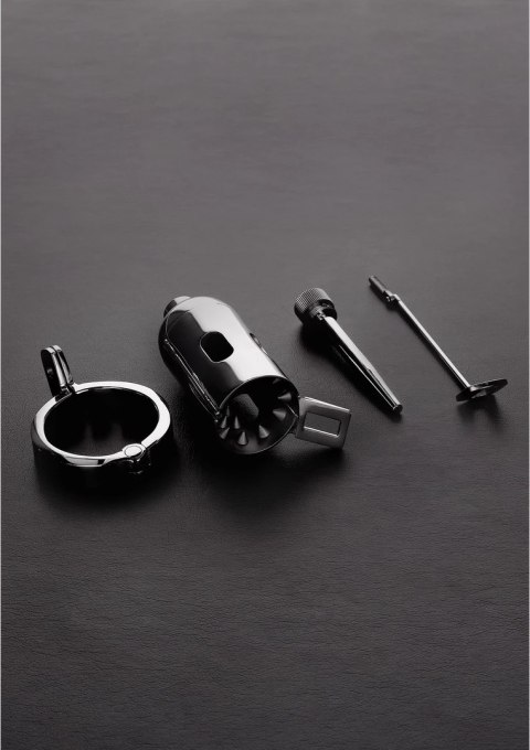 Steel Dome - metalowa klatka anatomiczna z kolcami i zatyczką, srebrna