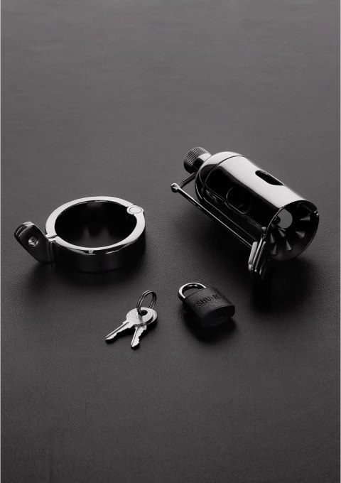 Steel Dome - metalowa klatka anatomiczna z kolcami i zatyczką, srebrna