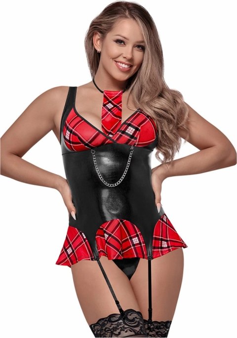 Magic Silk Flirty Freshman SM - Komplet sukienka z podwiązkami i krawatem